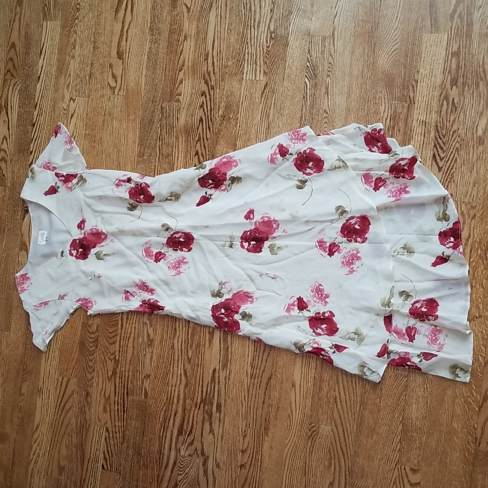 (10) Cleo Floral Assymetrical 100% Viscose Shell Short Sleeve Floral Midi Dress